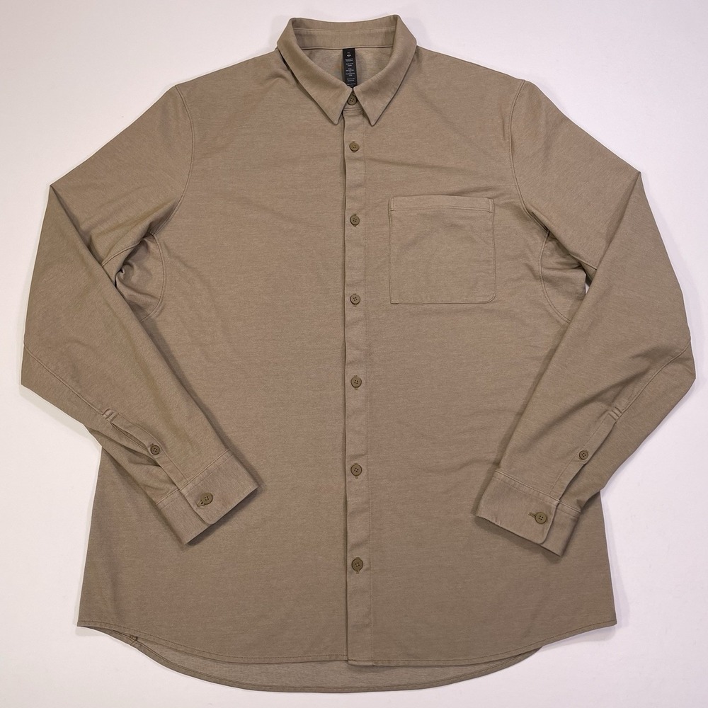 Lululemon Button Down Shirt XL Brown Casual Workwear Commission ABC Lightweight